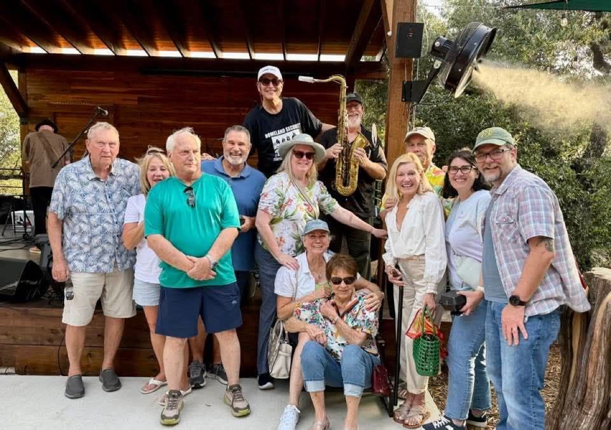 Church members enjoying live music together outdoors